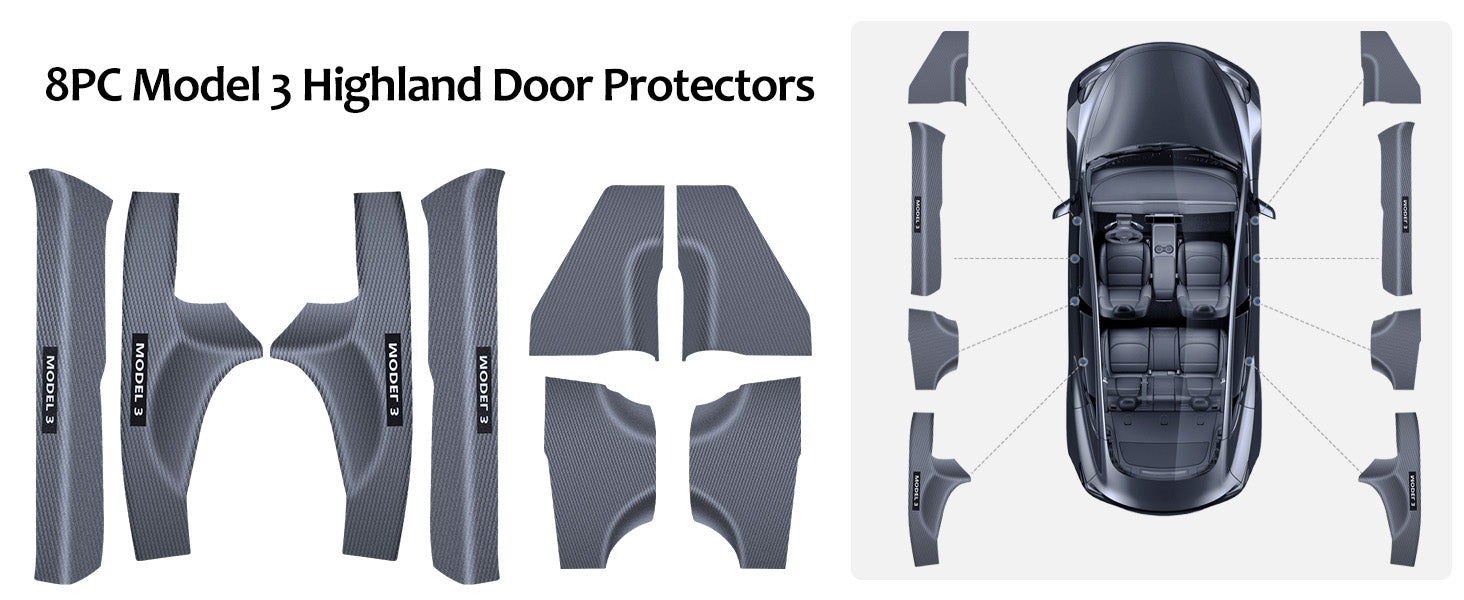 Protectores de Umbral de Puerta Tesla Model 3 Highland (8 piezas)