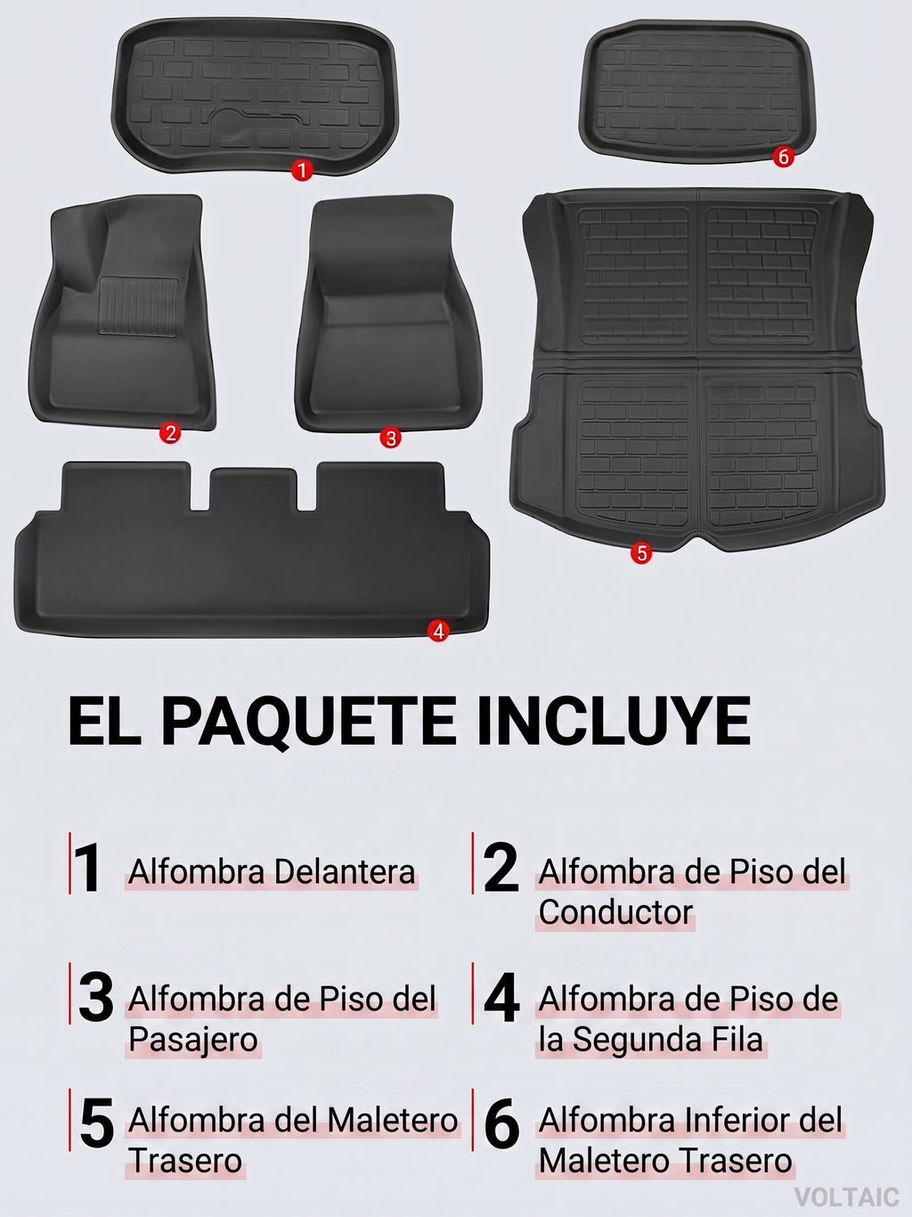 Alfombrillas de Piso Tesla Model 3 (6 piezas)