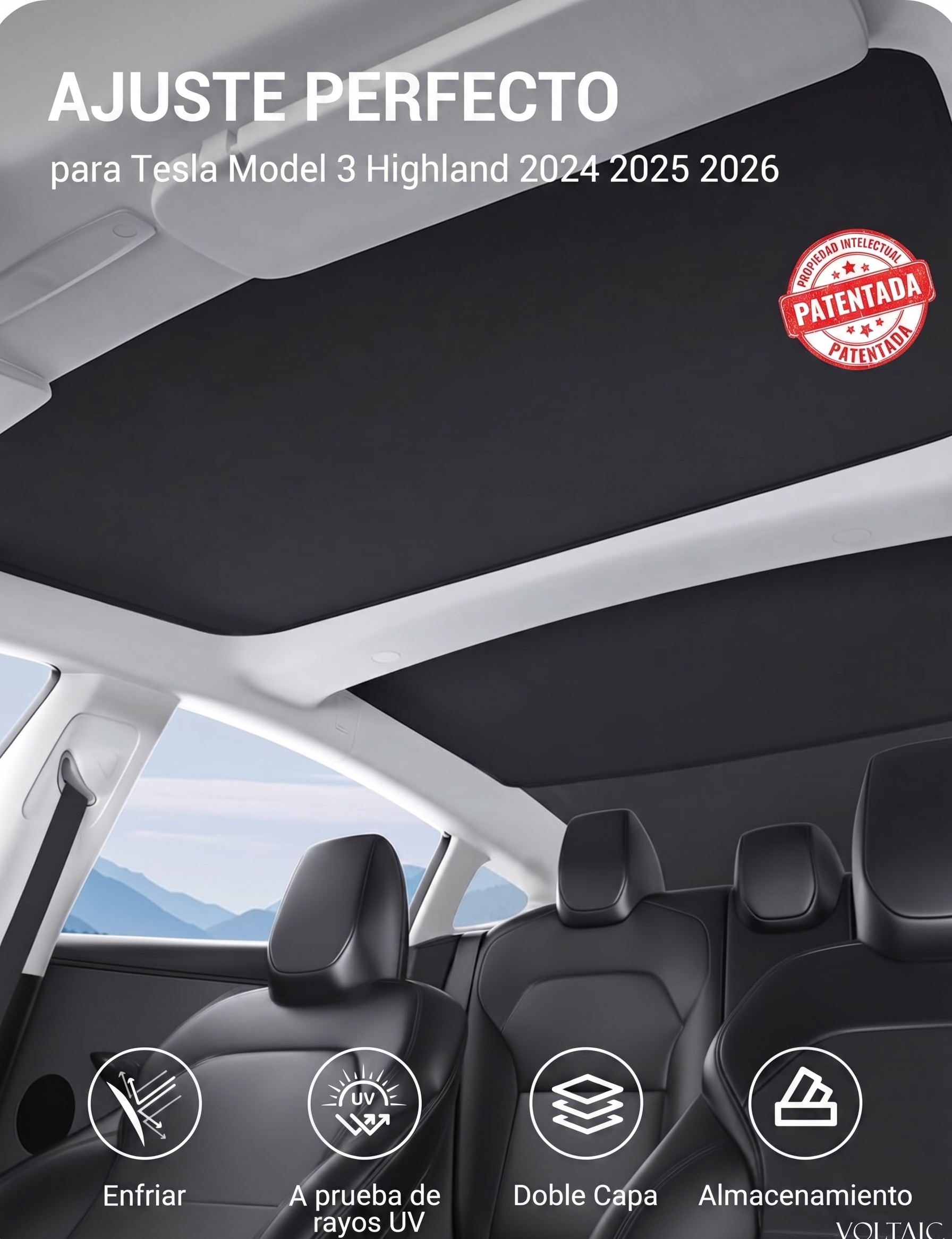 Parasol para Techo de Cristal Tesla Model 3