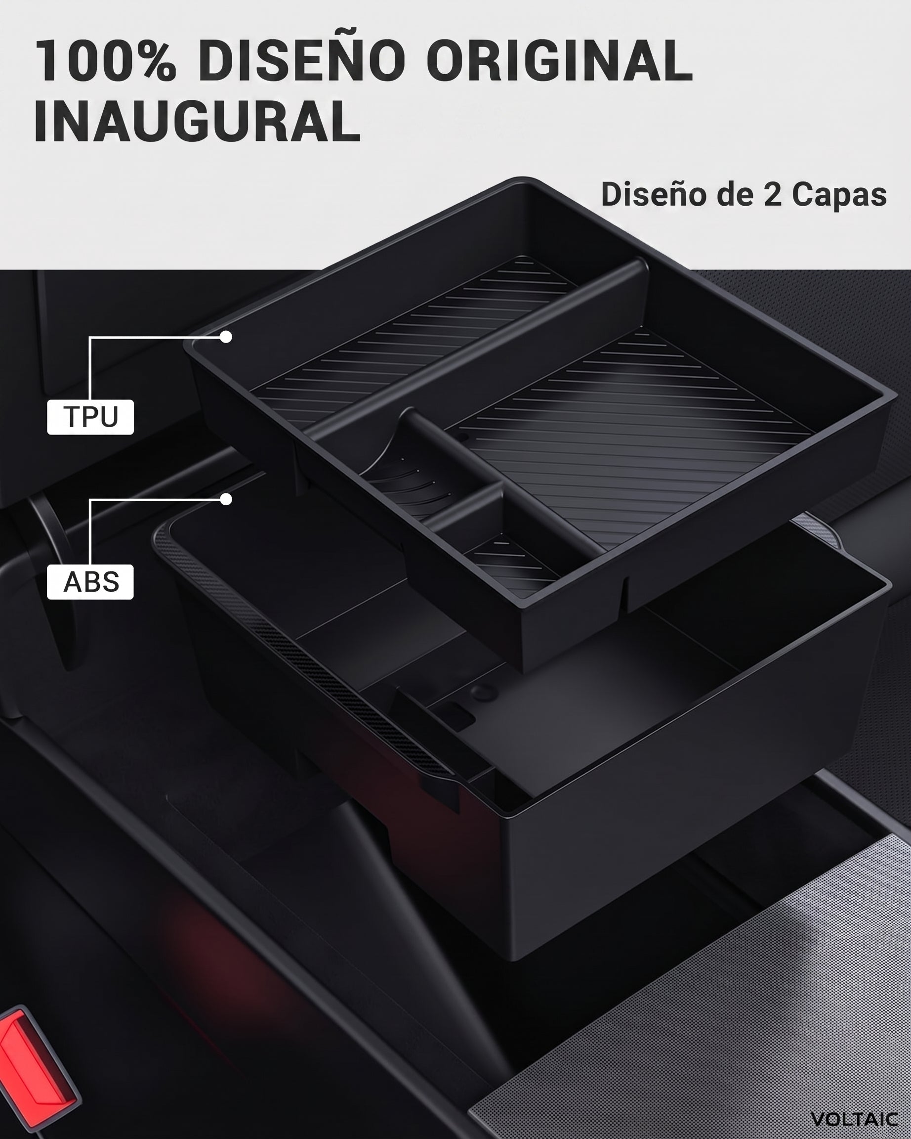 Caja de Almacenamiento para Reposabrazos Tesla Model 3/Y