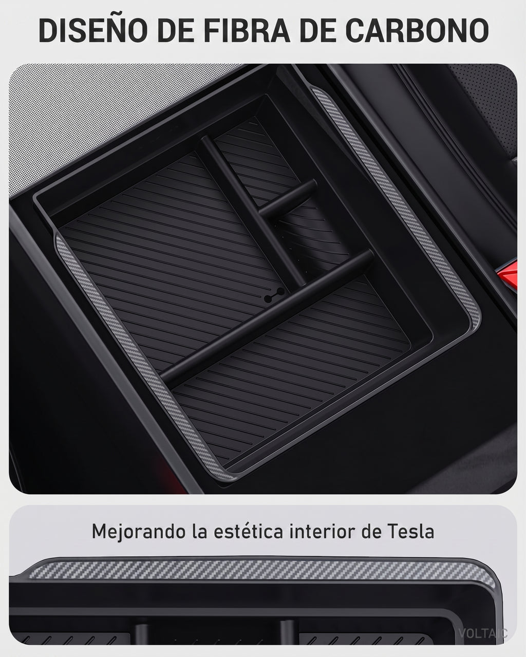 Caja de Almacenamiento para Reposabrazos Tesla Model 3/Y