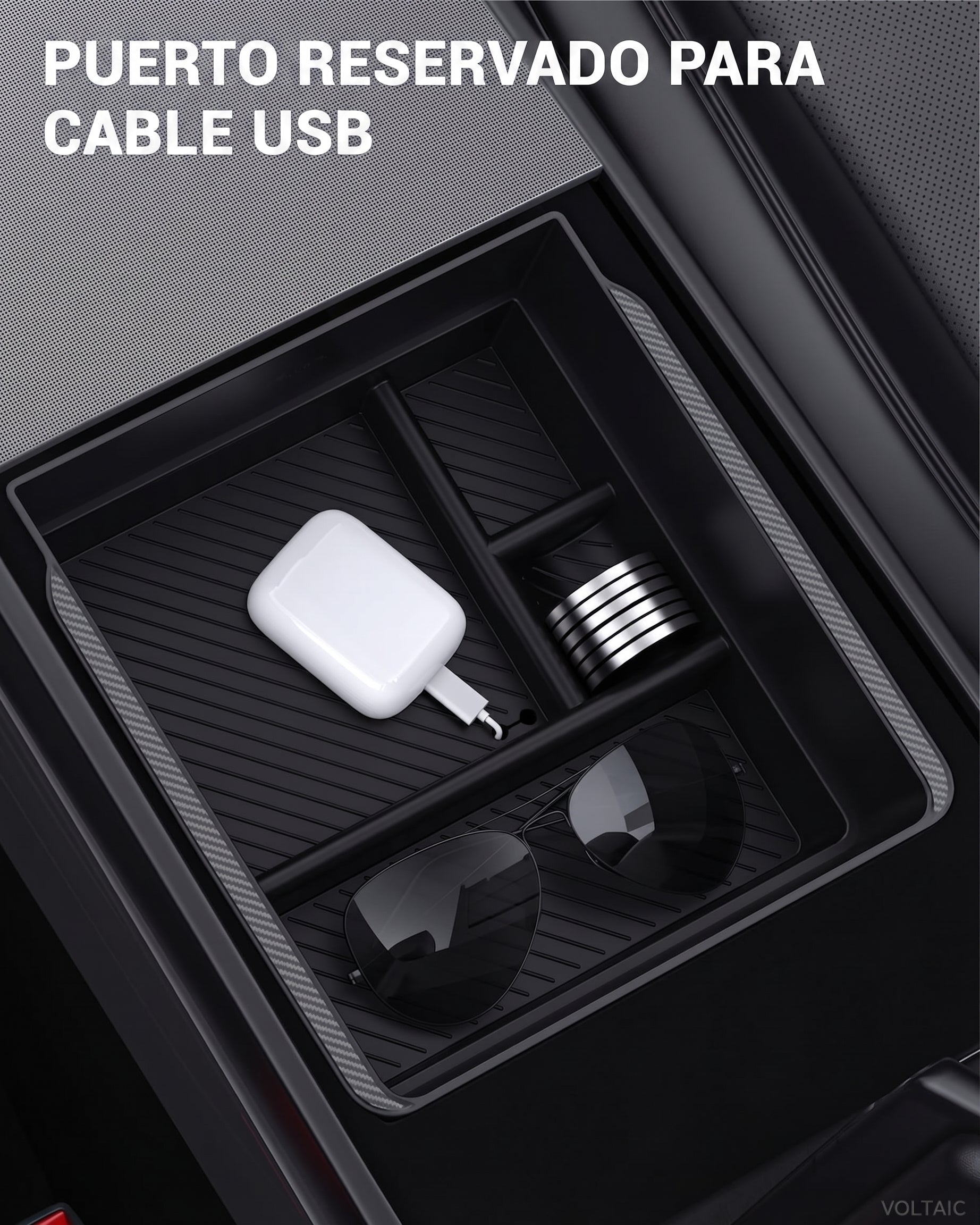 Caja de Almacenamiento para Reposabrazos Tesla Model 3/Y