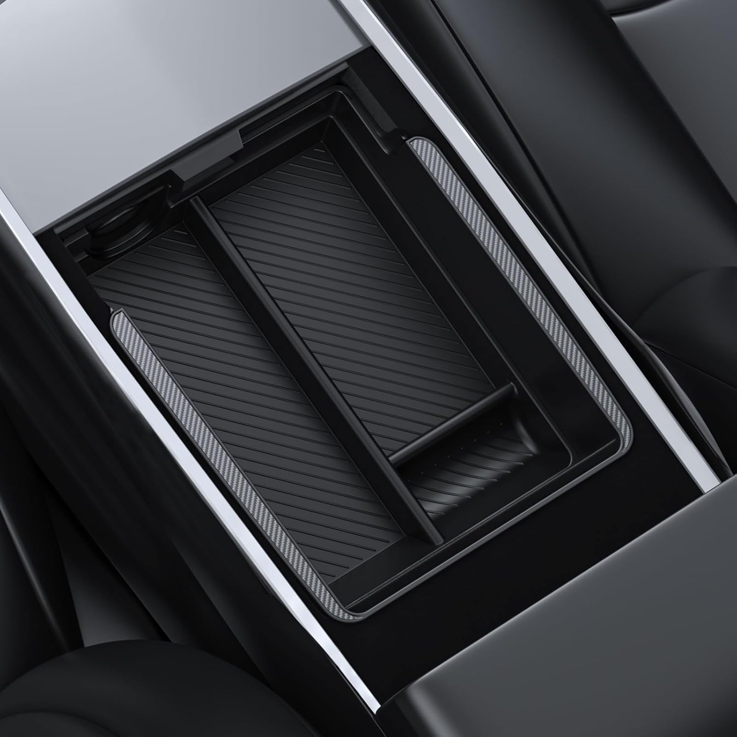 2021-2024 Caja de almacenamiento para apoyabrazos Tesla Modelo Y Modelo 3 (Edición Carbono) Bandeja organizadora de consola para accesorios interiores Modelo 3 2021-2023 Modelo Y 2021-2024