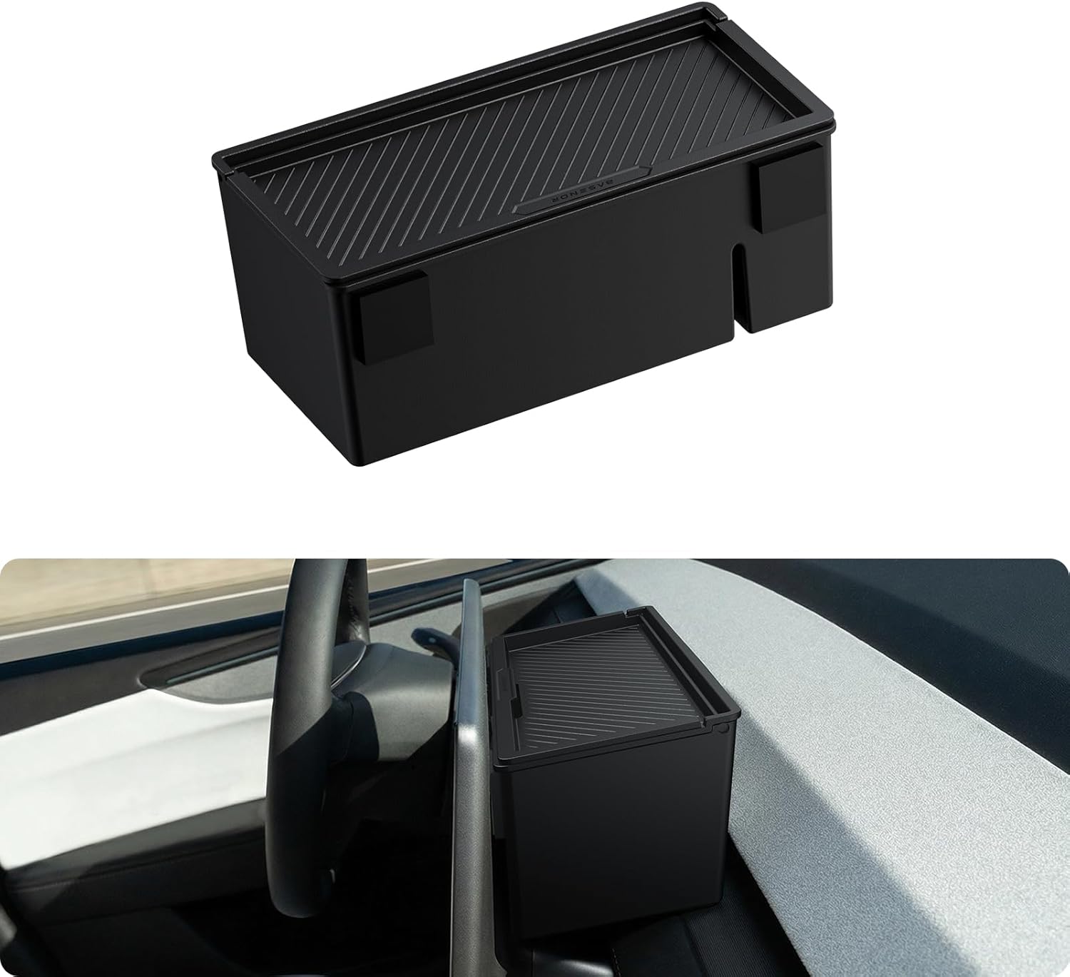Almacenamiento detrás de la pantalla para Tesla Model Y Juniper 2025-2026 Model 3 Highland 2024-2026, bandeja oculta para lentes de sol con protección de privacidad, accesorios organizadores