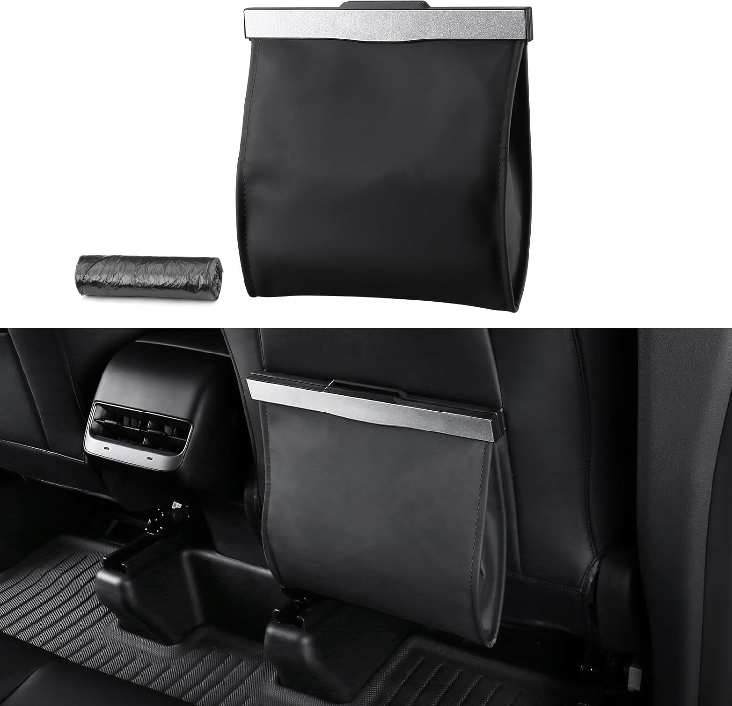 Cubo de Basura Mejorado 2026 para Tesla Model Y/3/S/X Cybertruck, [Magnético Fuerte] [Impermeable] Cubo de Basura con Luz LED Cubo de Basura de Cuero, Accesorios Interiores Colgantes del