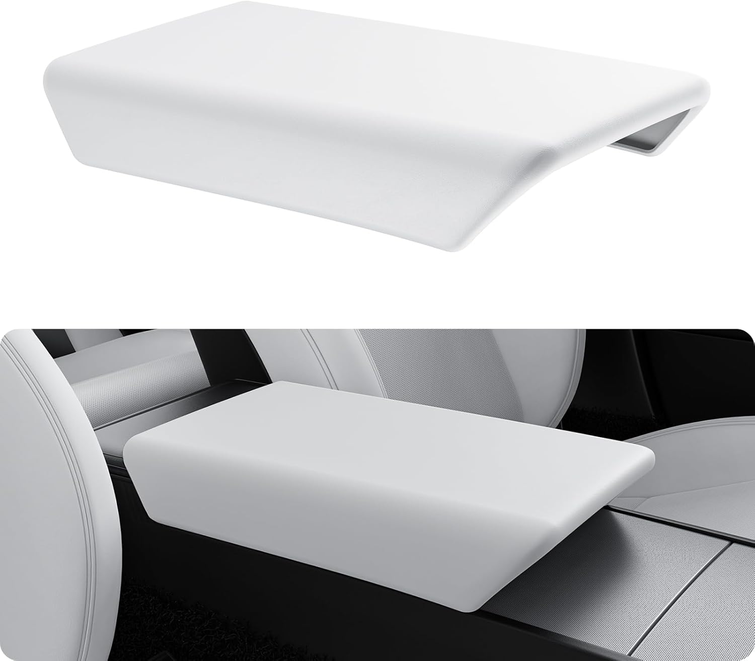 Funda para reposabrazos de consola central para Tesla Model Y Juniper/Model 3 Highland 2025 2026 [antideslizante] [sin logo] Accesorios protector de reposabrazos TPU blanco (estándar/premium/rendimiento)