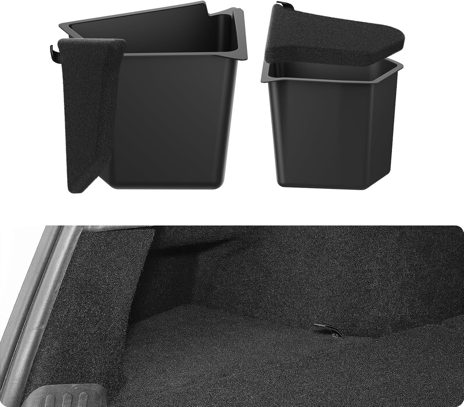 Organizador de maletero Tesla Model Y 2020 2021, (diseño exclusivo), contenedores de almacenamiento impermeables para maletero trasero, caja lateral con borde alfombrado, accesorios interiores