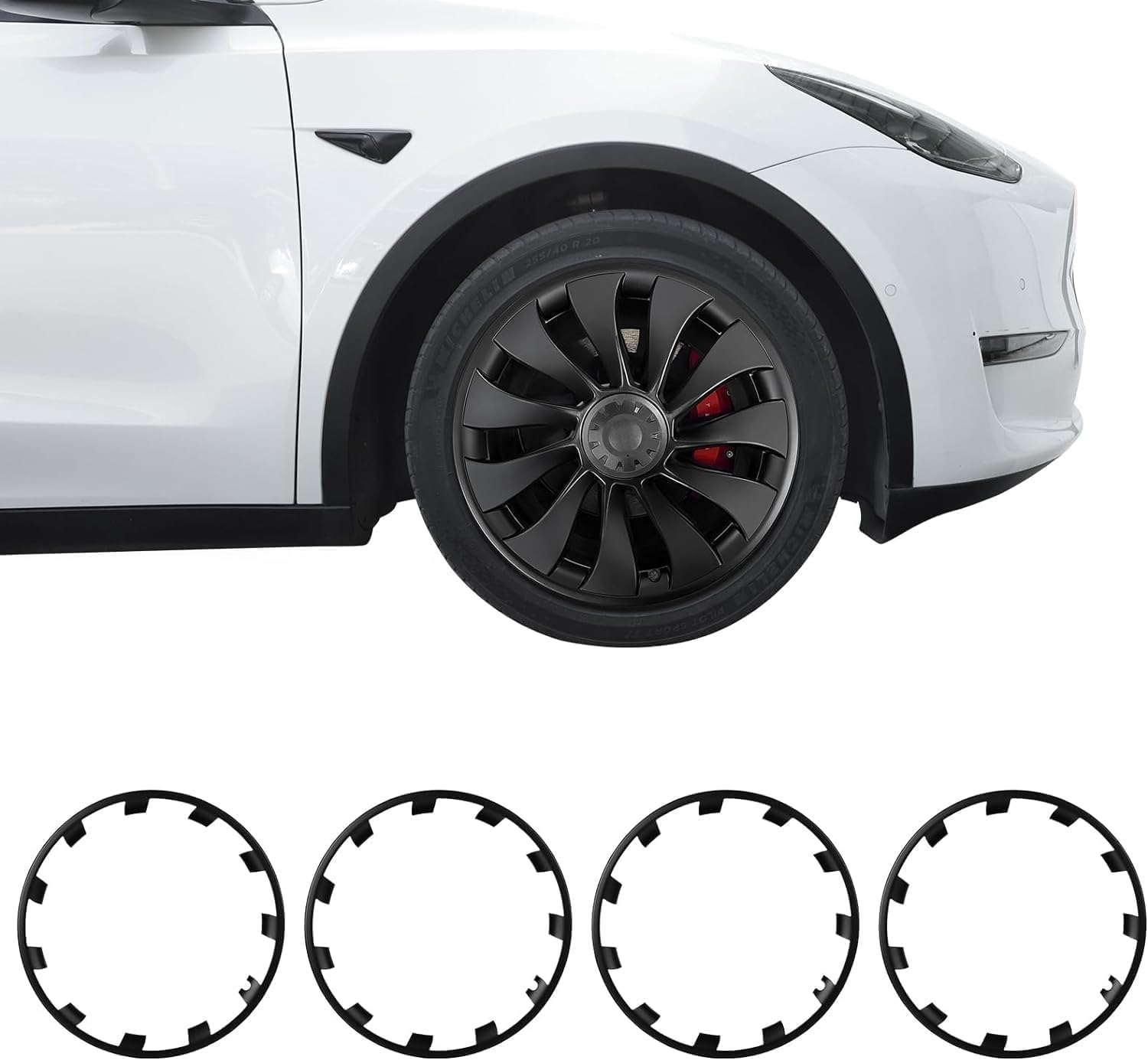 Tesla Model Y 21 Pulgadas Protector de Llanta ABS Guarda Rimbales Tapa Cubre Ralladuras (Diseño Propietario) Protección para Auto Rines para Modelo Y Accesorios Exteriores