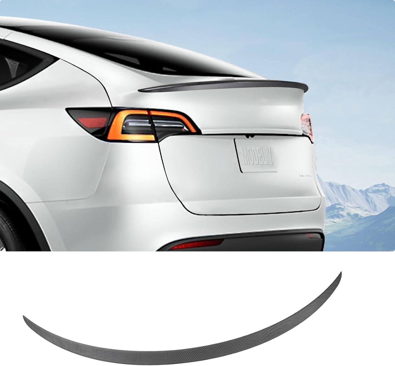 Tesla Model Y Aleron Material ABS Aleron Trasero de Ala de Spoiler de la Maleta Trasera Modelo Y Accesorios Mate de Fibra de Carbono Diseño Propietario Ajuste Personalizado 2020-2024