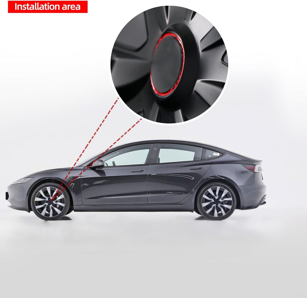 Adhesivo Decorativo Centro de Rueda Tesla Model 3/Y (Fibra Carbono)