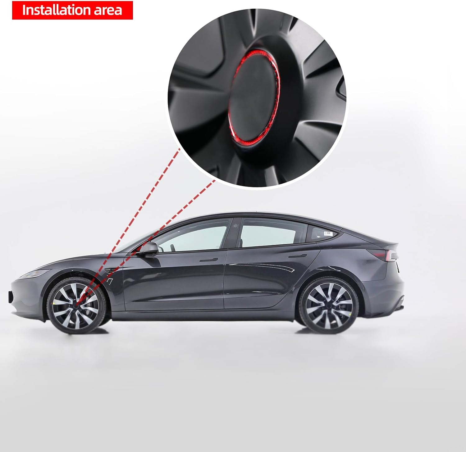 Adhesivo Decorativo Centro de Rueda Tesla Model 3/Y (Fibra Carbono)