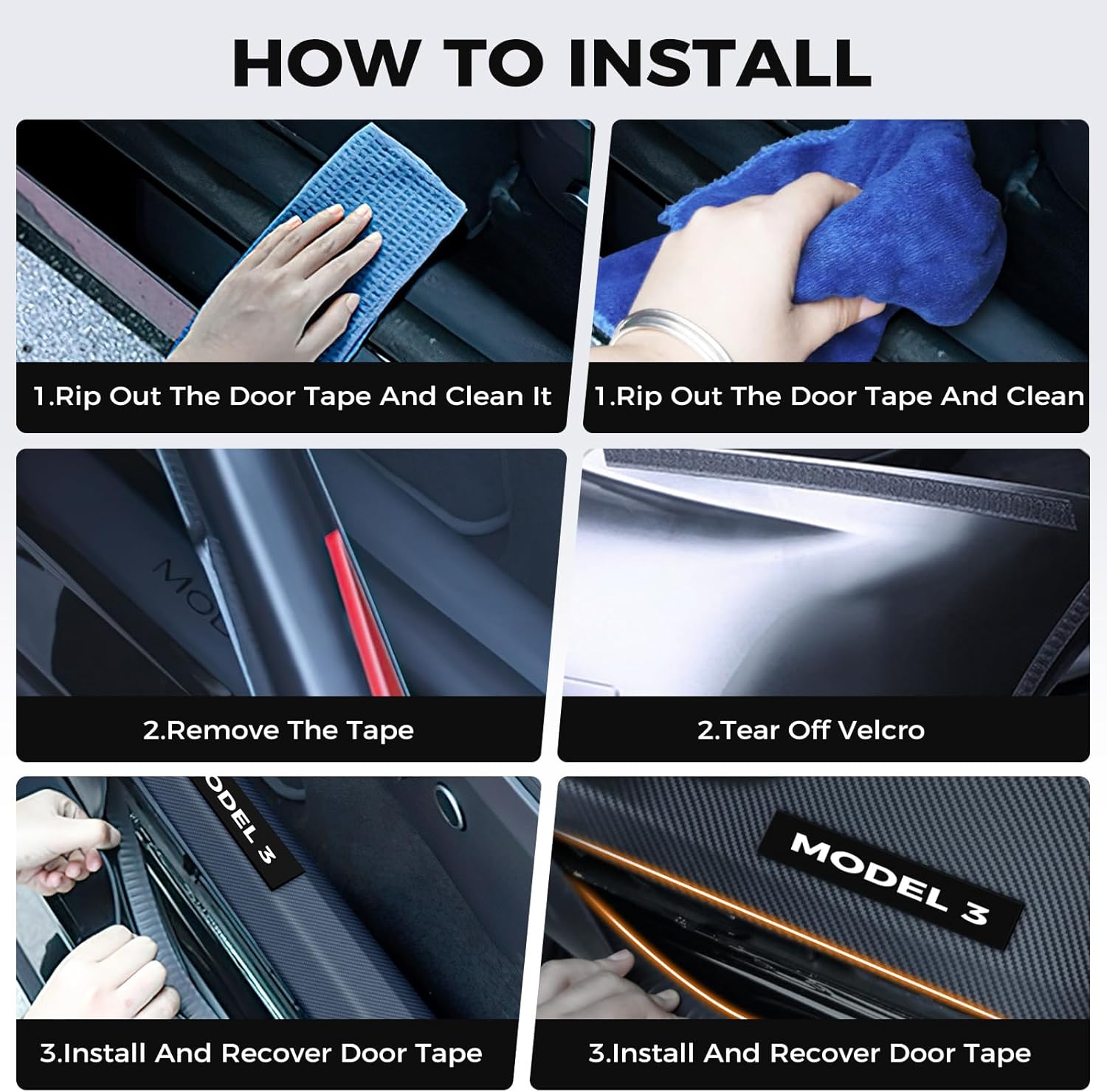 Protectores de Umbral de Puerta Tesla Model 3 Highland (8 piezas)