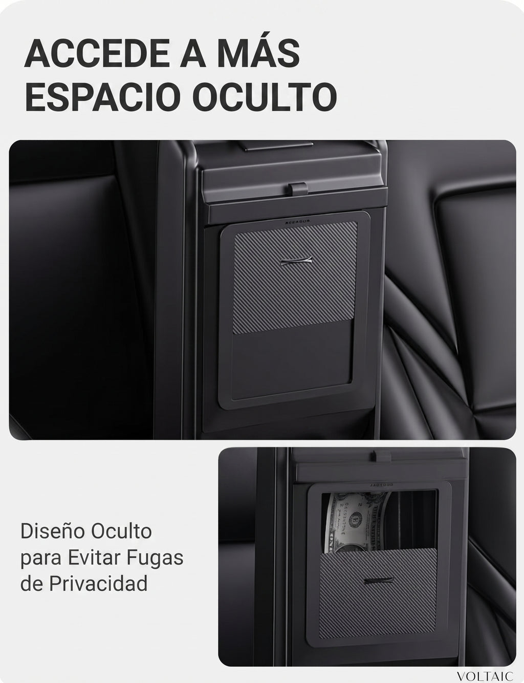 Caja de Almacenamiento Oculta para Reposabrazos Tesla Model 3/Y
