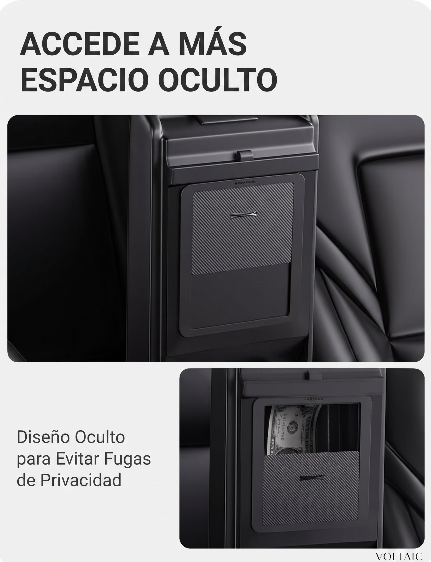 Caja de Almacenamiento Oculta para Reposabrazos Tesla Model 3/Y